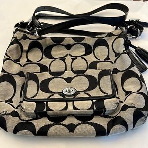 Coach Vintage Shoulder Bag with Signature C's in Light Gray and Black